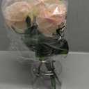 6Pcs Fake Austin Rose Peonies Flowers with Vase, Clear Glass Vase with Pink Real Touch Peonies Artificial Flowers Home Decor(Pink)