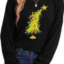 MAXIMGR Women's Christmas Graphic Sweatshirts - Merry Xmas Holiday Pullover Tops (Black, M)