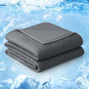 EASELAND Cooling Comforter Queen, Cold Touch Fabric Absorbs Body Heat, Double-Sided Cool Design Soft Fluffy Cooling Blanket for Night Sweats Hot Sleeper(Dark Gray, Queen(68"x90"))