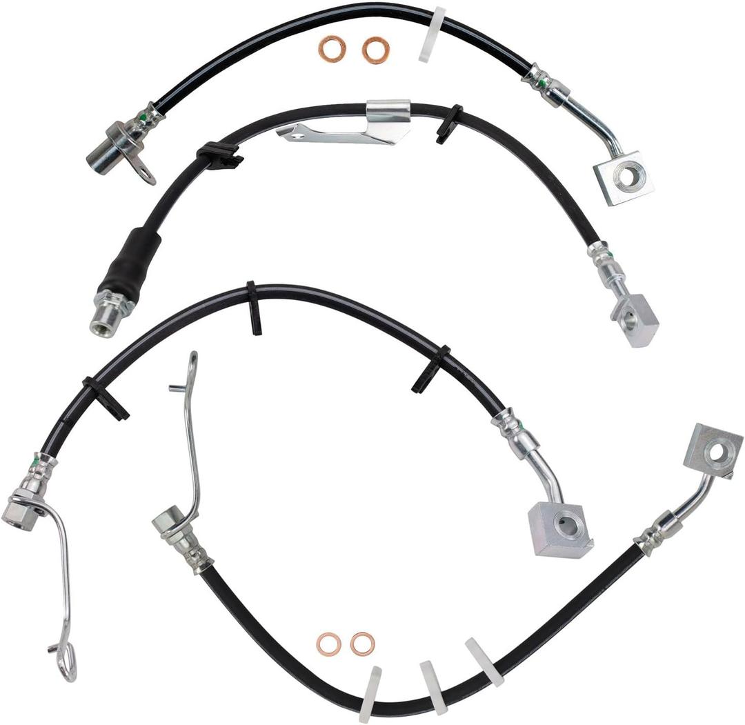 TRQ Front & Rear Brake Hose Set Compatible with 2011-2017 Ram 1500