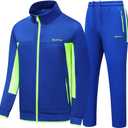 Men's Casual Athletic Tracksuit Long Sleeve Sweatsuit Set Full Zip Running Jacket and Pants 2 Piece Outfits, M