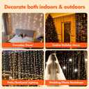 Twinkle Star 300 LED Window Fairy Curtain String Lights, 8 Modes Fairy Lights for Bedroom Wedding Party Home Garden Outdoor Indoor Wall Decorations, Warm White, 2 Pack