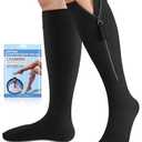 Casmon 15-20mmHg Zipper Compression Socks for Women and Men, Knee High Compression Stockings, Medical Closed Toe Support Socks for Varicose Veins, Post-surgery, Swelling, Nurses, Pregnancy (1 Pair)