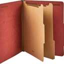 Amazon Basics Classification Folder with Prongs, Pressboard, 2 Dividers, 2-Inch Expansion, Letter Size, Red, Pack of 10, for Organizing Documents