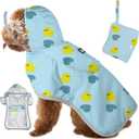 SlowTon Dog Raincoat, Adjustable Dog Rain Jacket Clear Hooded Double Layer, Waterproof Poncho with Reflective Strip Straps and Storage Pocket for Small Dogs Puppies(DK S) (Duck Pattern)