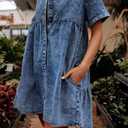 Women's Denim Dress for Women Cute Blue Babydoll Denim Shirt Dress Denim Dress with Pockets