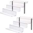 Acrylic Riser Shelf 4 Tier Clear Display Stand for Collectibles Pop Figures, Cupcakes, Perfumes, Display Risers for Decorating & Organizing - 11.8 x 10.8 x 6.5 in (Large, 2 Pack)