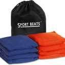SPORT BEATS Cornhole Bags Set of 8 Regulation Weight & Size Includes Carry Case (Orange & Navy Blue)