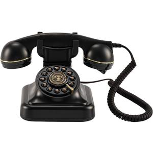 Retro Landline Telephone, Old Phone with Ringer Control & Redial, Black Phones, Classic Corded Desk Phone with Ringer & Redial, Vintage Style for Home & Office'