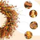 24 Inch Fall Wreaths for Front Door Wreath with Flowers,Grain,Eucalyptus Leaves Autumn Wreath for Front Door Wall Home Harvest Thanksgiving Decor