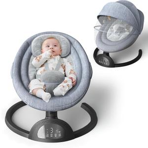 Baby Swings for Infants, Portable Baby Swing for Indoor and Outdoor, Bluetooth Baby Swing with Music Speaker, 5 Point Harness Belt, 5 Speeds and Timing