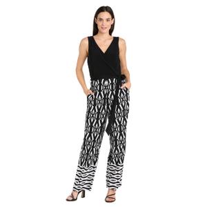 R&M Richards Women's Elegant Sleeveless Wrap Jumpsuit W/Geometric Print & Belted Waist - One-Piece Casual Style 8