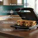 OVENTE Electric Panini Press Grill with Nonstick Plates, LED Indicator Lights, Thermostat Control, Cool Touch Handle, Compact Sandwich Maker Perfect for Cooking Breakfast, Snacks & More, Black GP0401B