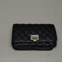 Women Black Quilted Purse Lattice Clutch Small Crossbody Shoulder Bag with Chain Strap Leather