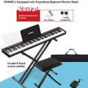 NikoMaku Piano Keyboard 88 Keys with Bench and Stand, Semi weighted Portable Digital Piano for Beginners, SWAN-S White, with Headphones, Stickers, Carrying Case, Compact