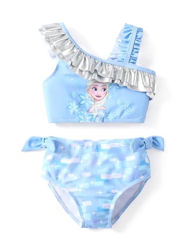 Disney Frozen Elsa Girls One Shoulder Swimsuits Ruffle Toddler Girl Swimsuit Cute Little Girls Bathing Suit Girls' Swimwear Light Blue 4-5 Years