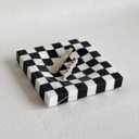 Marble Stone Black and White Checkerboard Square Small Splicing Mosaic Tray Jewelry Dish (Black and White)