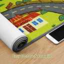 STARUIA Kids Car Rug for Playroom, 60" x 32" Washable Boys Baby Car Carpet for Kids Have Fun Safely, Educational Farm Road Play Rug Race Track Car Rugs Play Mat for Kid Room Bedroom Nursery