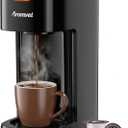 Single Serve Coffee Maker for K Cup Pods, One Button Coffee Maker, 6-14oz Brew Sizes, Fits Travel Mug, Compact for Small Kitchen, Office, Dorm, RV, Silver