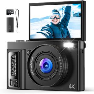 Digital Camera 4K for Photography Vlogging: 64MP Cameras for Video - 16X Zoom Photo Camera Gifts for Teens Ages 8-18 - 180Flip Screen Compact Cmara - Point and Shoot Digital Cameras for YouTube (Black) Digital Camera 4K for Photography Vlogging: 64MP Cameras for Video - 16X Zoom Photo Camera Gifts for Teens Ages 8-18 - 180Flip Screen Compact Cmara - Point and Shoot Digital Cameras for YouTube (Black)