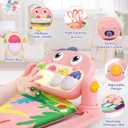 UMIKU Baby Play Mat Baby Tummy Time Mat Activity Center for Newborn Infant Piano Play Gym Mat Music & Light Babies Gifts Boy Girl for Babies 0-6 6-12 Months, Pink Dinosaur