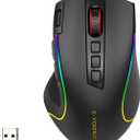 Premium Wireless Bluetooth Versatile Mouse,8000 DPI,6 RGB Backlit,USB C Rechargeable,Ergonomic,2.4G/BT/Wired,Rapid Fire Key,75-Hour Power Capacity,Ideal For Gaming/Office/Home/PC Computer/Laptop/Mac