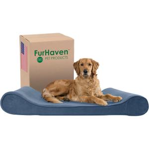 Furhaven Orthopedic Dog Bed for Large Dogs w/ Removable Washable Cover, For Dogs Up to 75 lbs - Microvelvet Luxe Lounger Contour Mattress - Stellar Blue, Jumbo/XL