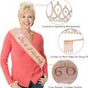 60th Birthday Decorations for Women, 33pcs Black Rose Gold Happy 60th Birthday Banner Crown and Sash Balloons Backdrop Hanging Swirls Paper Fans, 60 Years Old Party Supplies Kit