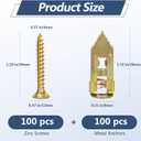 200PCS Self Drilling Drywall Anchors with Screws Kit, Multifunctional Drywall Anchor with Sheetrock Screws - Easy Installation Metal Expansion Bolts, No Drill Needed, Hold 70LB for Wall Hanging