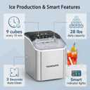 Countertop Ice Maker, 9 Ice Cubes in 10 Minutes, Self-Cleaning Portable Ice Machine with Scoop and Basket, 28lbs/24H, Ultra Quiet Stainless Steel for Home Kitchen Bar Party