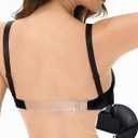 YBCG Women's Backless Bra with Clear Back Straps Plunge Convertible Push Up Padded Add A Cup Low Cut Underwire Bras for Women (Black), 36DD