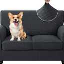 CYCMCAO 3 Piece Stretch Sofa Cover Couch Covers for 2 Cushion Couch, Non Slip Loveseat Covers, Sofa Covers Washable with Elastic Bottom for Kids, Dogs (Charcoal Gray), 55"-69" (2 Cushion Loveseat)
