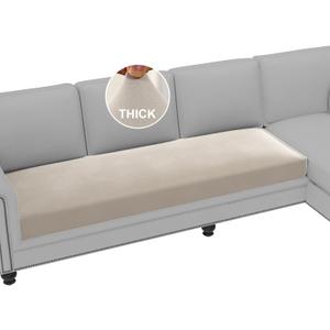 H.VERSAILTEX Fleece Couch Cushion Covers Stretch Couch Covers for 3 Cushion Couch Sofa Thick and Soft Couch Covers Washable (3 Seater Cushion Cover, Island Fossi)