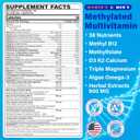 Methylated Multivitamin for Women & Men Gummies w/ Omega-3, Calcium, D3 K2, Methylfolate & B12, TMG, Daily Vitamins, Mag, CoQ10, Probiotic for 18 30 40 50 60 70+, Overall Health - Vegan, Sugar Free, BB Date: 06/2028