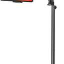 Tablet Floor Stand with 4.5LB Heavy Metal Base, Overhead Bed Phone Stand Angle Height Adjustable Holder, Universal Phone Mount for iPad iPhone Pro Air Mini, Samsung Tab, Kindle
