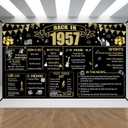 69th Decorative Cloth for Women or Men, Birthday Banner With Holes, Built-in White Ribbon 1957 69th Year for Mother Dad Old Happy Birthday Banner, OutdoorIndoor Bday Background Decor