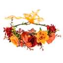 Women Rose Flower Crown Eucalyptus Leave Headband Baby Shower Floral Headpiece Greenery Garland Hair Wreath Photo Shoot (Orange Burgundy Yellow)
