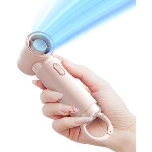 WSKEN Mini Handheld Portable Fan - Small Pocket Powerful Turbo Fan Personal Rechargeable Battery Operated USB Charger, 5 Speeds Summer Travel Essentials Gifts for Women/Men/Working/Outdoor,Pink