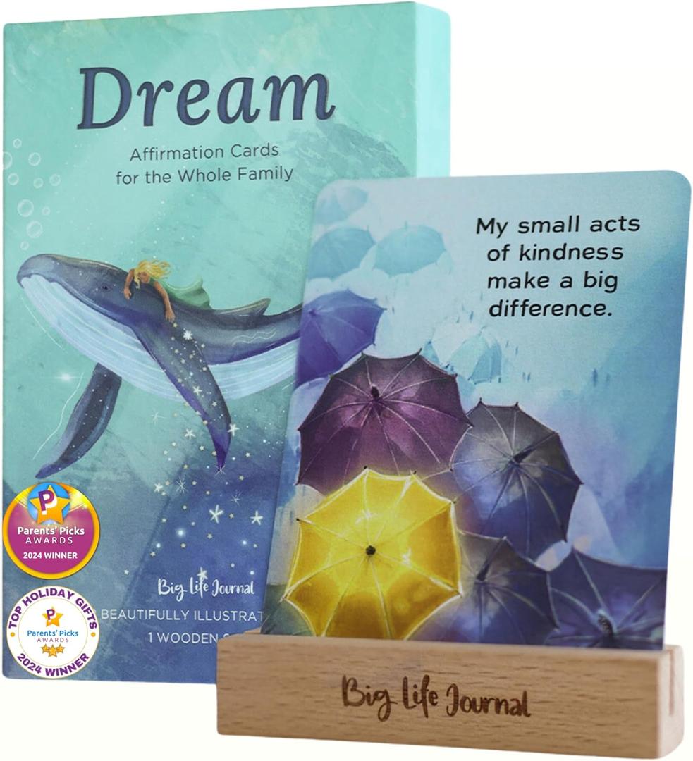 Big Life Journal Dream Affirmation Cards for Kids  52 Illustrated Positive Message for Kids & Teens with Display Stand  Inspire Gratitude, Confidence & Joy  Gift for Teachers, Family & Friends