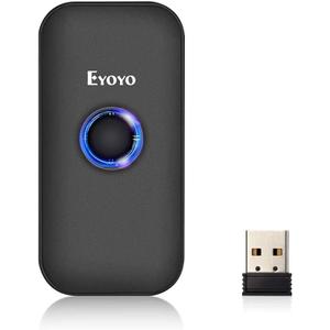 Eyoyo Mini 1D Bluetooth Barcode Scanner, 3-in-1 Bluetooth & USB Wired & 2.4G Wireless Barcode Reader Portable Bar Code Scanning Work with Windows, Android, iOS, Tablets or Computers (Black)