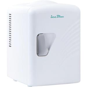Iceblue Mini Fridge, Retro 4 Liter /6 Cans Mini Skincare Fridge, AC Plug & 12V Car Charger Mini Makeup Fridge, Compact & Portable 4A Cooling Tiny Fridge for Bedroom, Car, Office, Dorm, Gift (White)