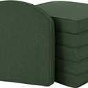 Outdoor Chair Cushions, Fade-Resistant & Water-Resistant, D Shaped Patio Furniture Seat Chair Pads Replacement with Ties, Non-Slip Bottom, Removable Cover, Set of 6, 18.5 x 16 Inch, Olive Green