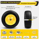 2Pcs 16×6.50-8 Tire and Wheel with 1 Inch Axle, Fits 3/4" Bearing & 1" Bushing, 3-5" Offset Hub, Flat Free 16x6.5-8 Lawn Mower Tire For Lawn & Garden Riding Tractors Front Assembly Replacement, 550lbs
