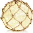 5.91" Glass Fishing Float Night Light  Cracked Glass Ball, Battery Powered Nautical Lamp for Coastal Beach Decor (White)