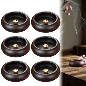 5Pcs Wooden Incense Holder for Sticks Round Incense Burner Stick Aromatherapy Incense Holder Bowl Ash Catcher for Home Decor, Meditation, Home,Office,Club, Aromatherapy