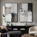 Framed Abstract Black and White Brown Wall Art for Living Room, Set of 2 Large Modern Prints Canvas Artwork for Walls, Minimalist Paintings Pictures Abstract Wall Decor for Bedroom Hallway, 24x36 Inch