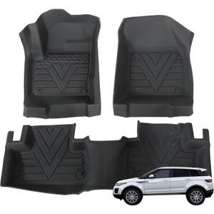 Priprilod Floor Mats Fit for Land Rover Range Rover Evoque 2012-2019 All Weather Protector TPE Floor Liners Custom Fit Car Mats Non-Slip