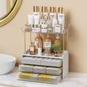 Anylady Bathroom Organizers and Storage, Makeup Organizer (Sturdy Durable Attractive), Ideal for Vanity, Countertop, Counter, Perfume, Skincare, Cabinet, Cosmetic, Dresser Organizer (White) (3 Drawers)