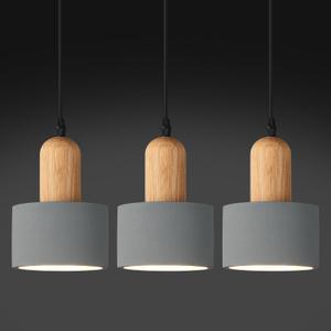 Modern Cement Pendant Lights Grey Chandelier Wooden Ceiling Lamps for Kitchen Island Bedroom Dining Room Living Room bar3 Pack (Gray)