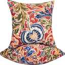 JMGBird Water-Resistant Outdoor Pillows Set of 2, 18x18 inch Durable Red with Pomegranate Flower Pattern Throw Pillows with Inserts for Patio Furniture